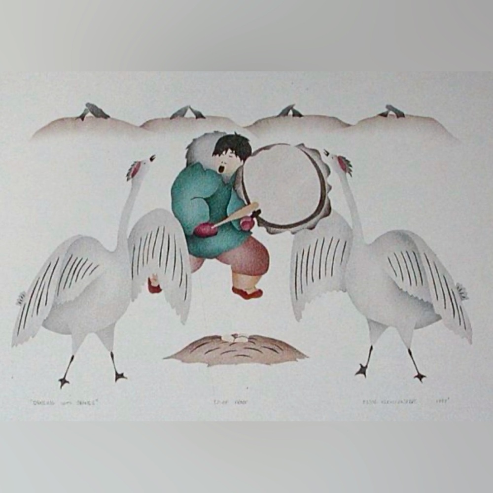 Elsie Klengenberg Numbered Print Dancing with Cranes Stencil Holman Inuit Art